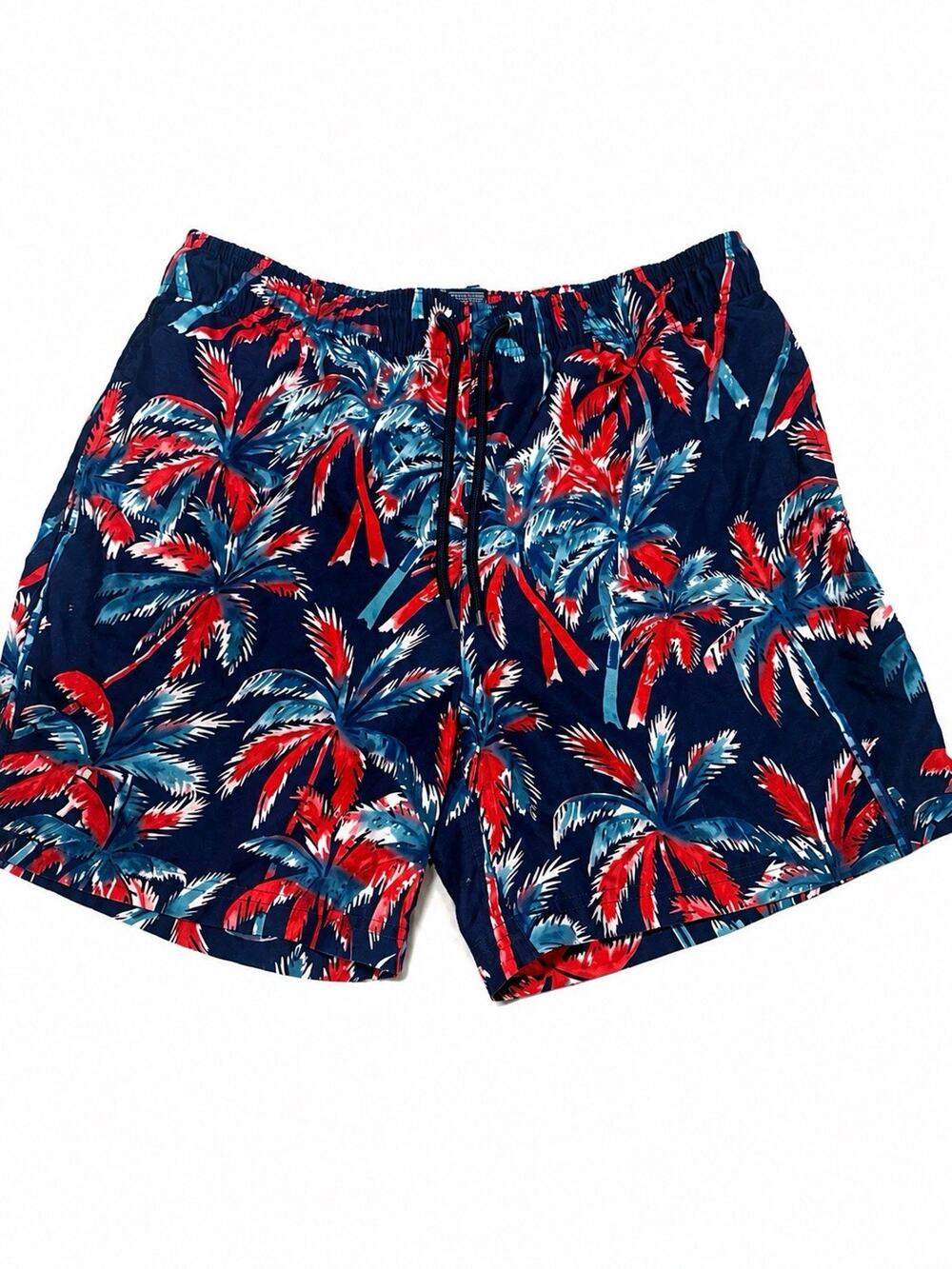 George Men’s Swim Trunks Size Medium 32-34 Navy Tropical Palm Tree